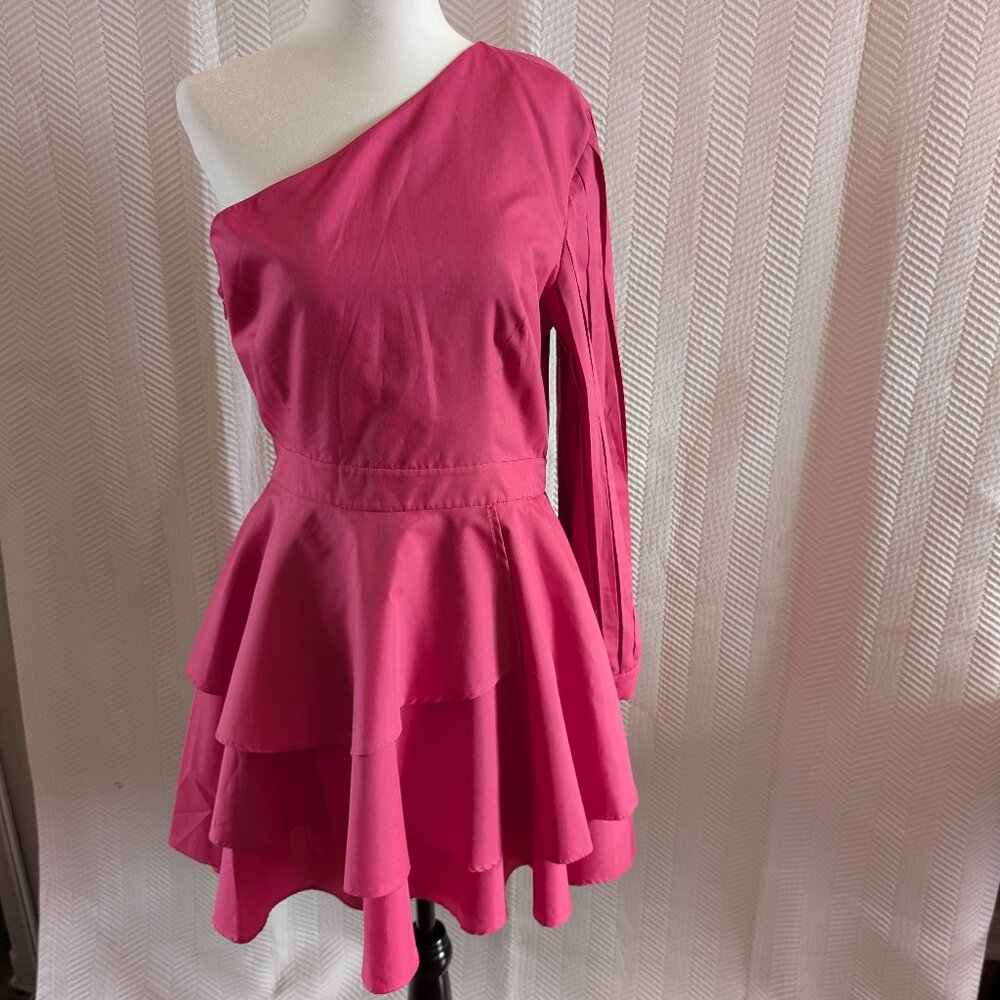 Ma Mulier Milano Pink One-shoulder Dress Size 42, Size 8 Feminine Wedding Guest